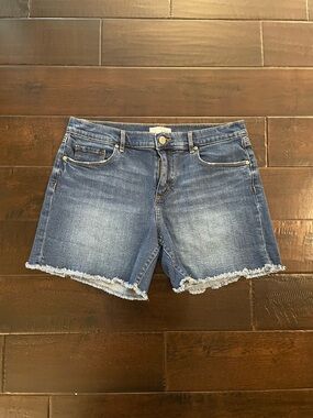 LOFT Women's Blue Denim Frayed Shorts